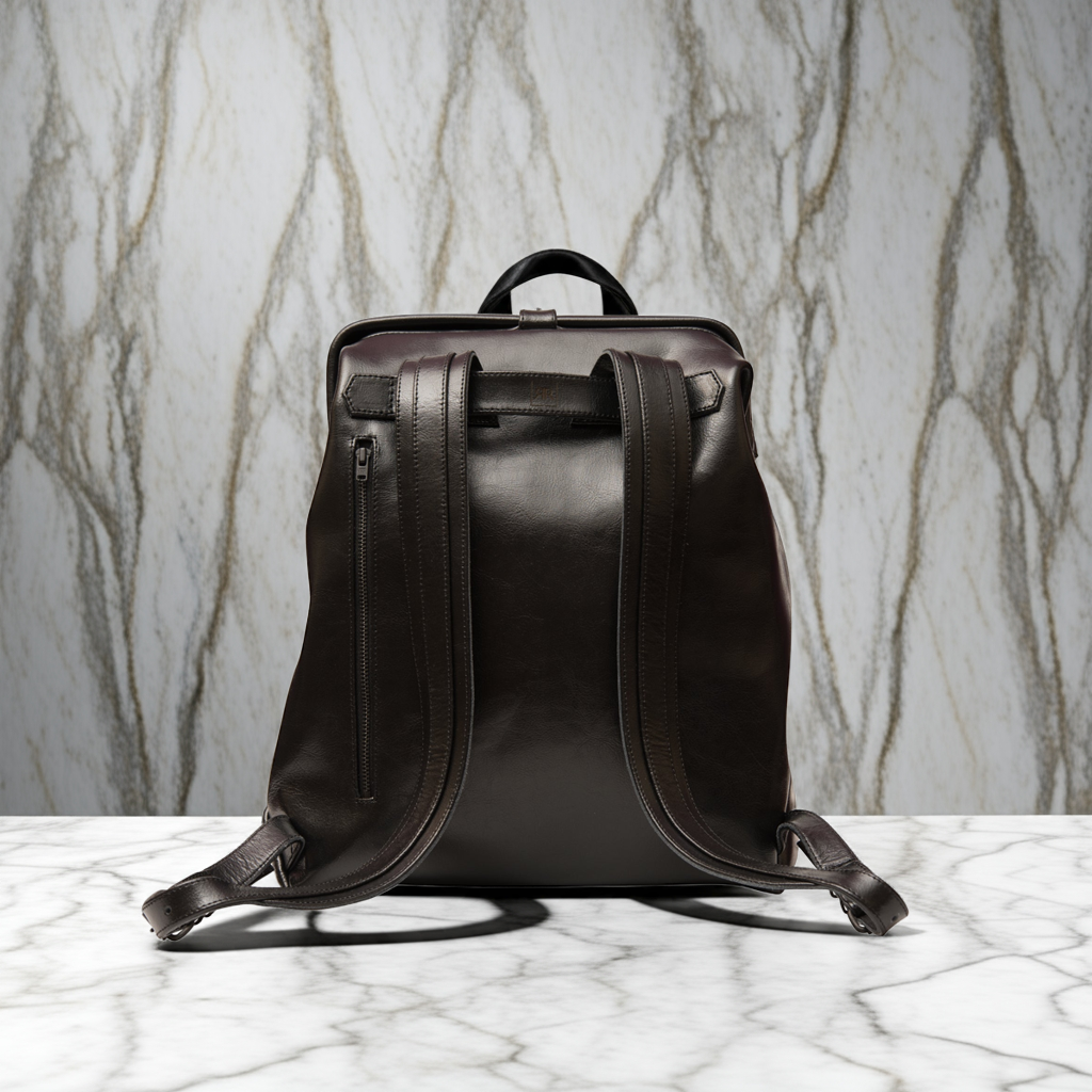 Black Leather Backpack - Medium & Large Size