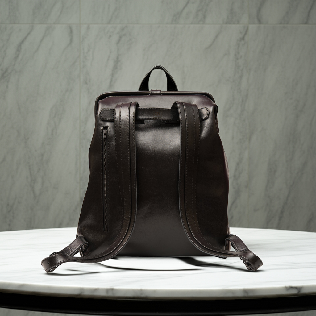 Black Leather Backpack - Medium & Large Size